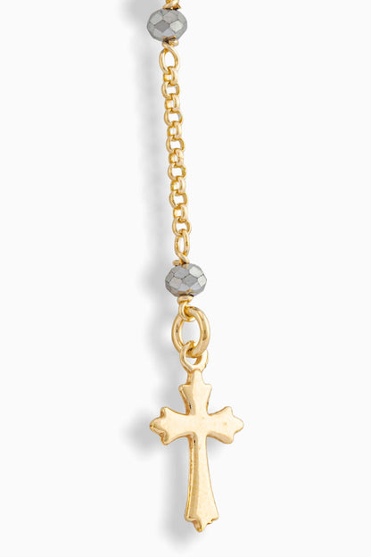 MIRACULOUS MARY ROSARY WITH HEMATITE BEADS