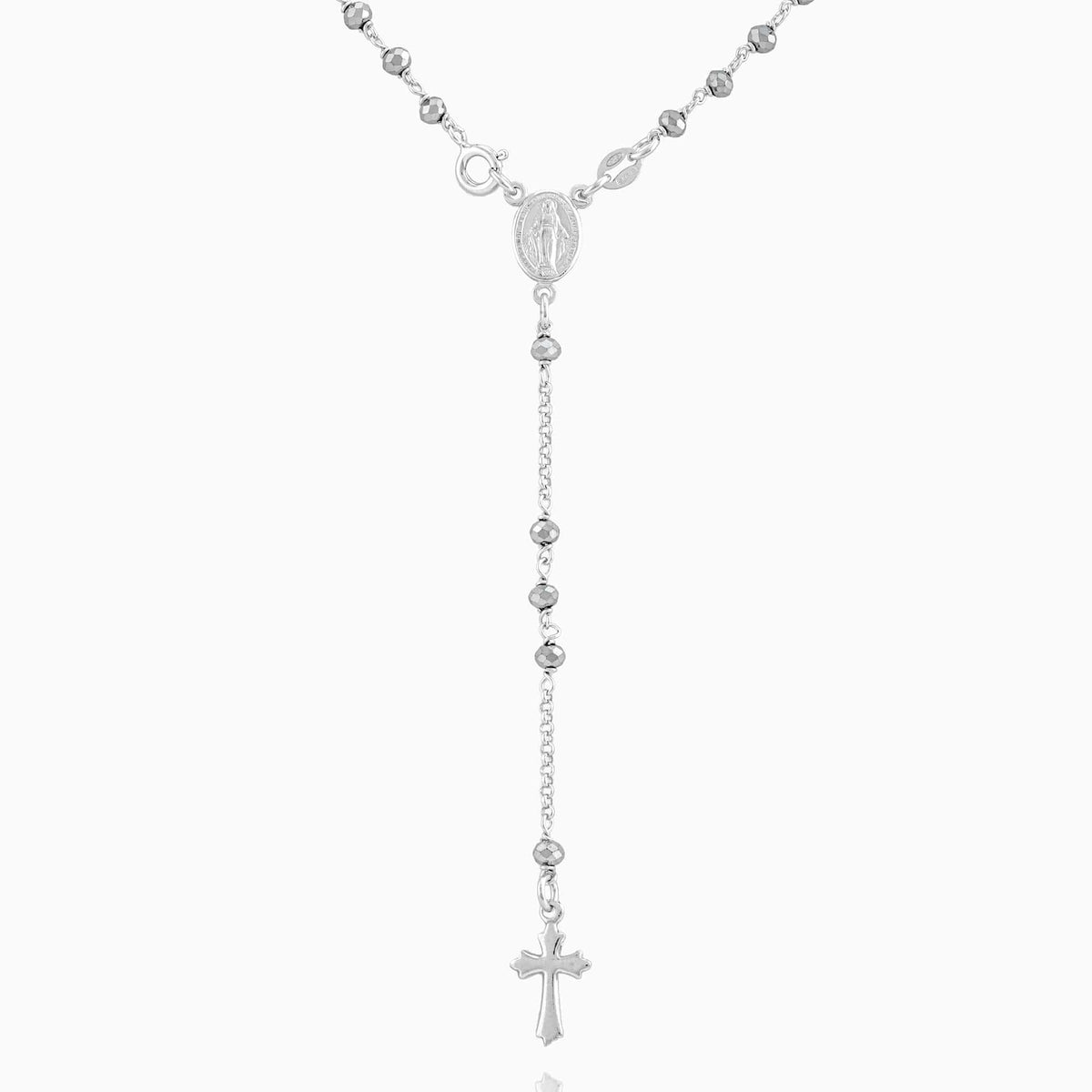 MIRACULOUS MARY ROSARY WITH HEMATITE BEADS