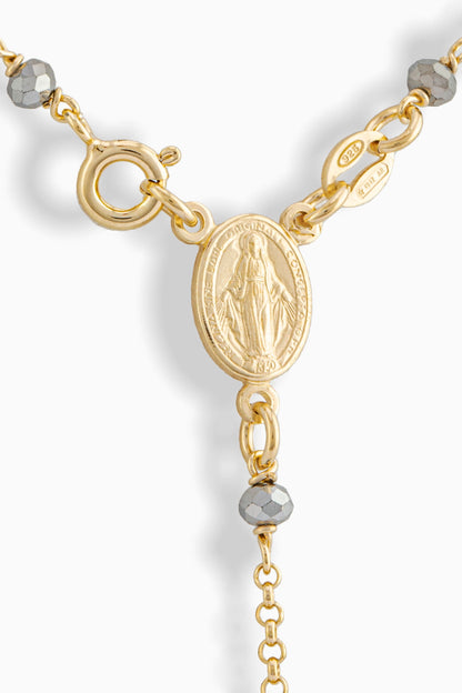 MIRACULOUS MARY ROSARY WITH HEMATITE BEADS