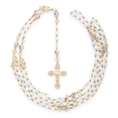 Miraculous Mary Wedding Rosary in Murano Glass