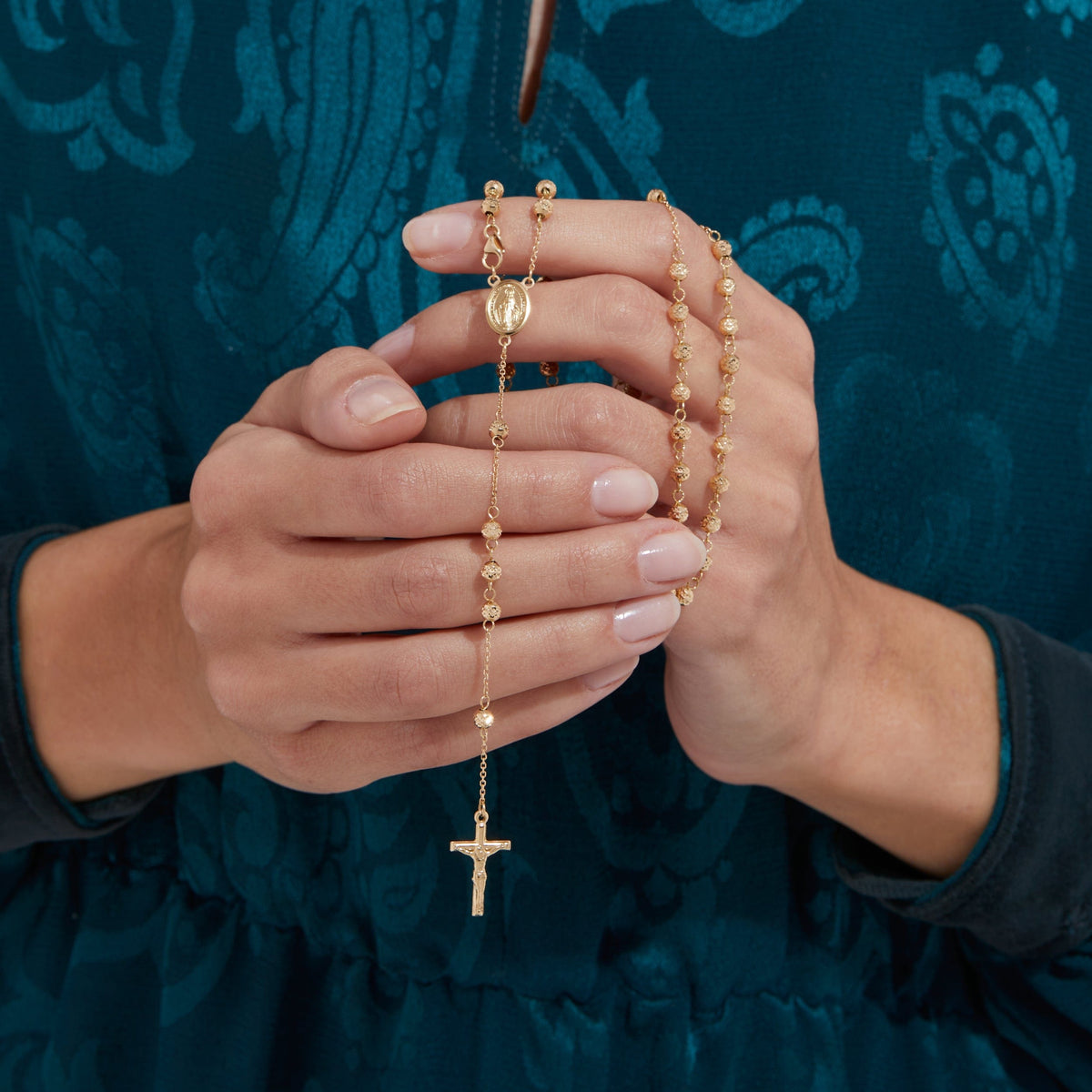 Miraculous Mary Yellow Gold Rosary