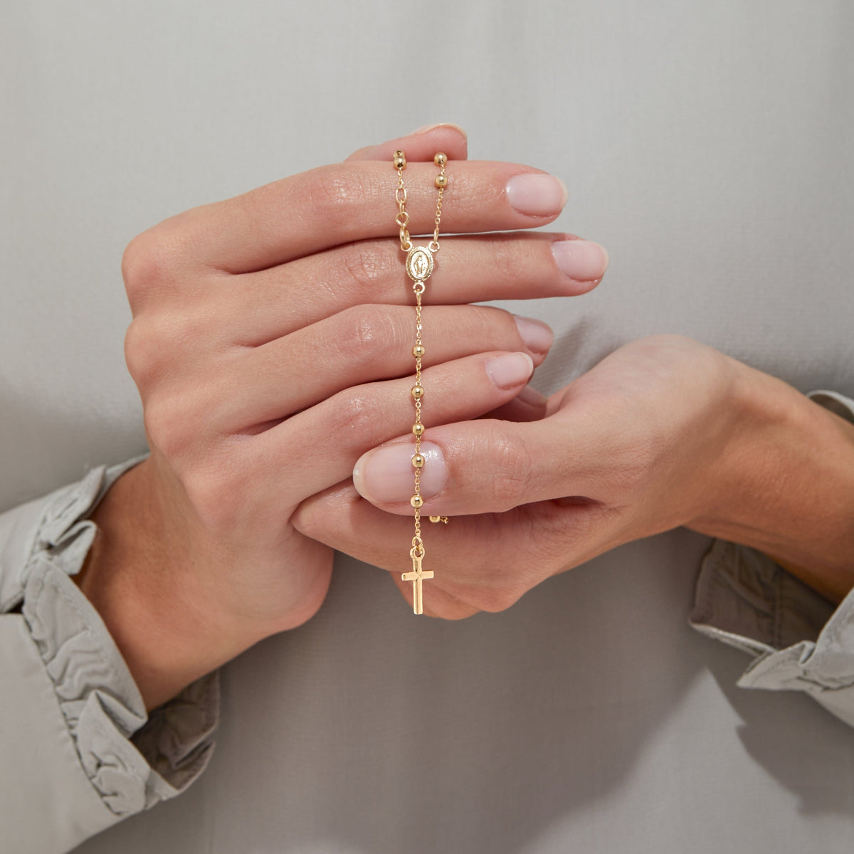 Miraculous Mary Yellow Gold Rosary Beads