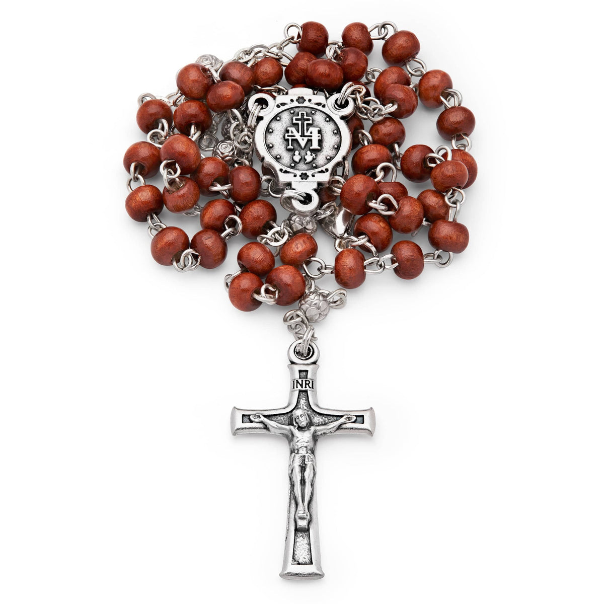 Olive Wood Our Lady of the Miraculous Medal Rosary Case With Wood Rosary
