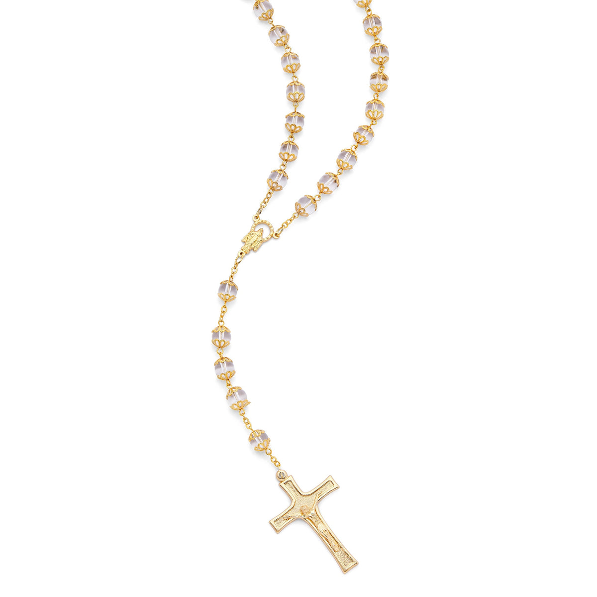 Miraculous Virgin Capped Glass Rosary