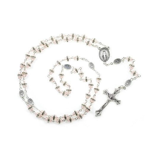 Miraculous Virgin Crystal Rosary in Glass Rhinestones Beads