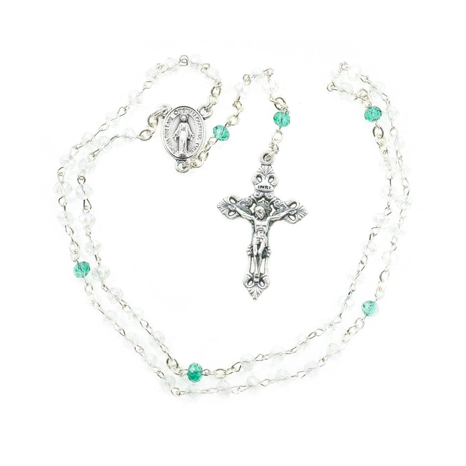 Miraculous Virgin Glass Rosary