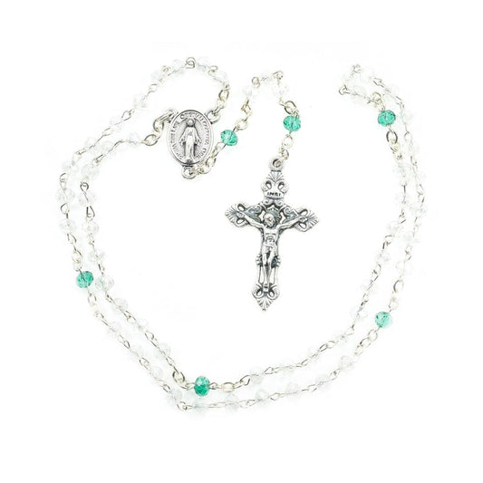 Miraculous Virgin Glass Rosary