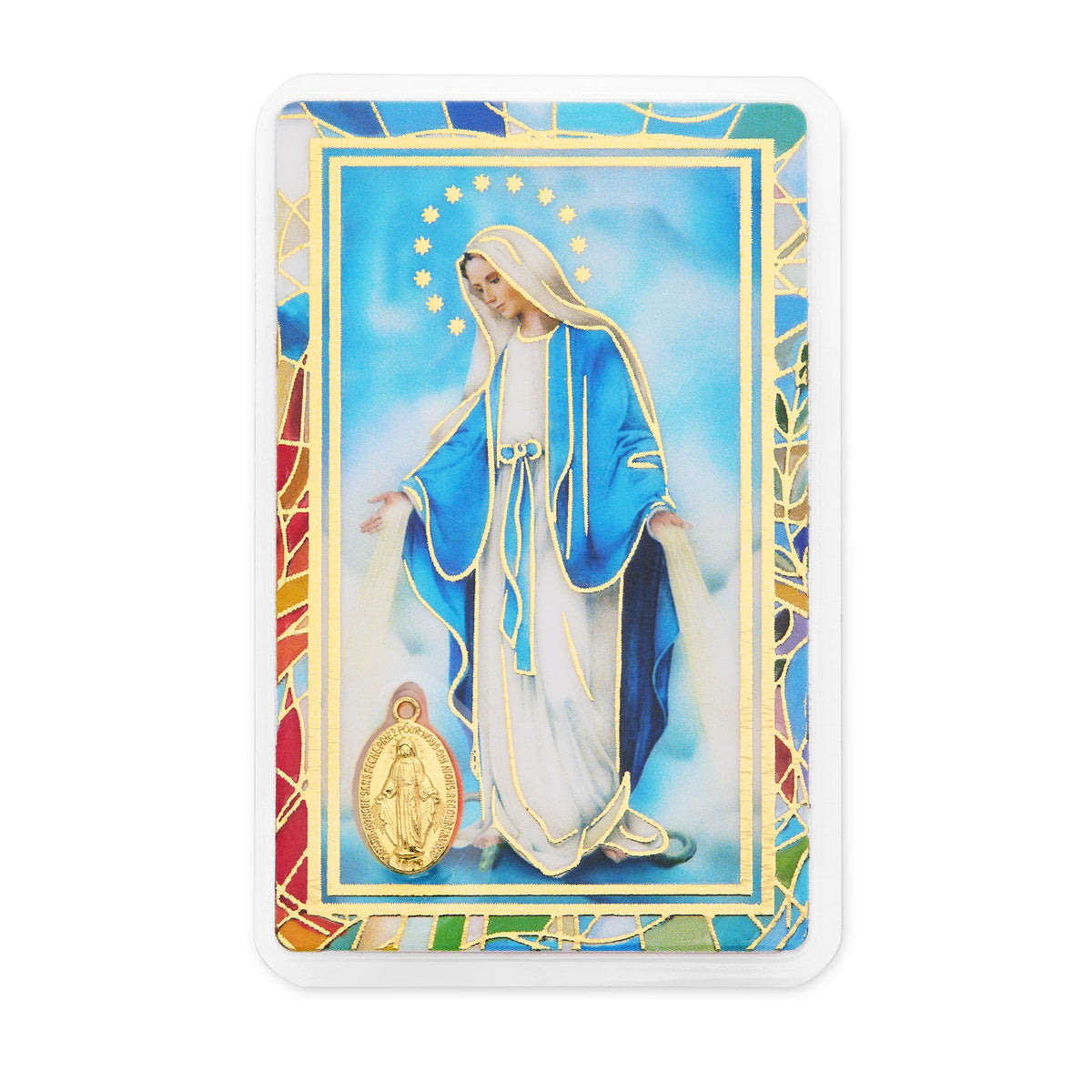 Miraculous Virgin Plastified Prayer Card "May the Holy Virgin Illuminate Your Life"