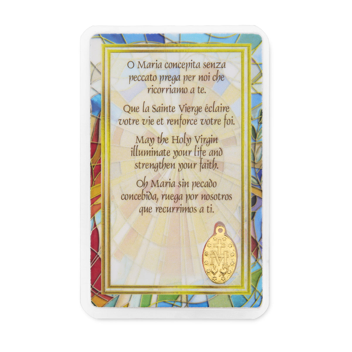 Miraculous Virgin Plastified Prayer Card "May the Holy Virgin Illuminate Your Life"