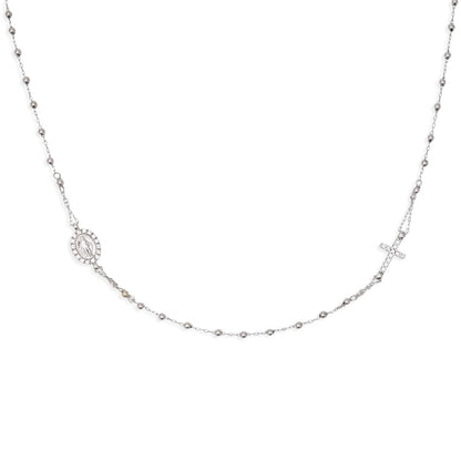 Miraculous Virgin Rosary Beads White Gold