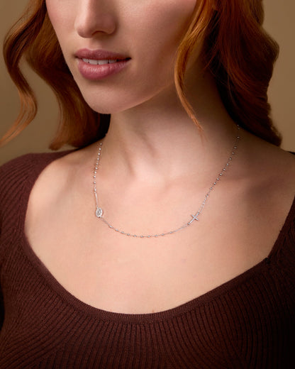 Miraculous Virgin Rosary Beads White Gold