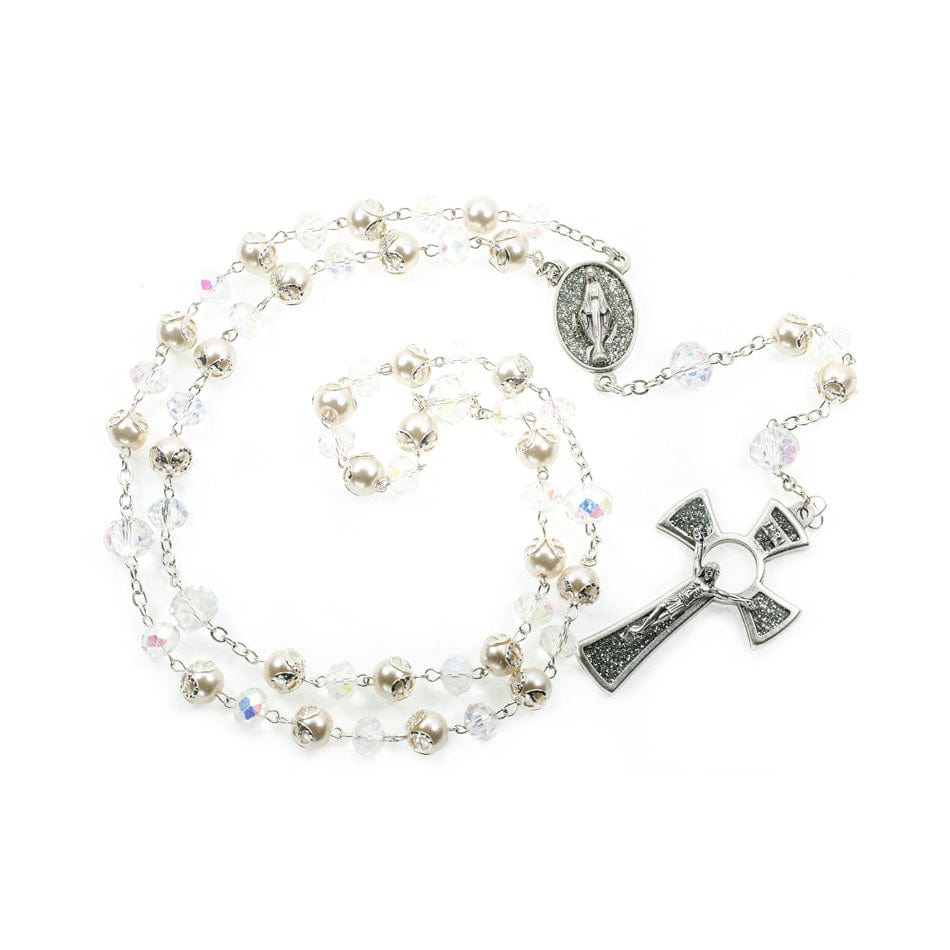 Miraculous Virgin Rosary in Glass and Pearls