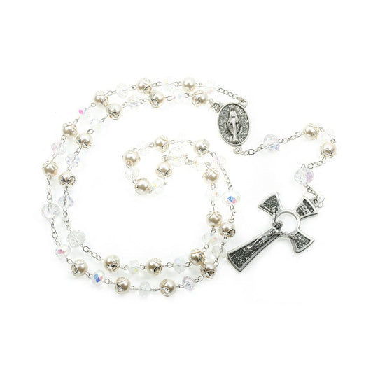 Miraculous Virgin Rosary in Glass and Pearls