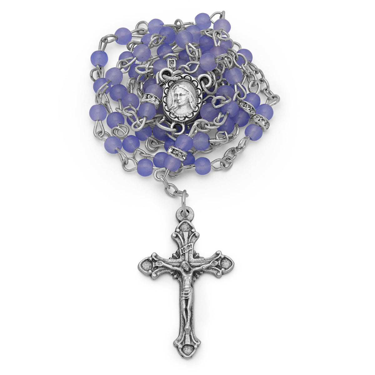 Miraculous Virgin Rosary in Violet Pearls