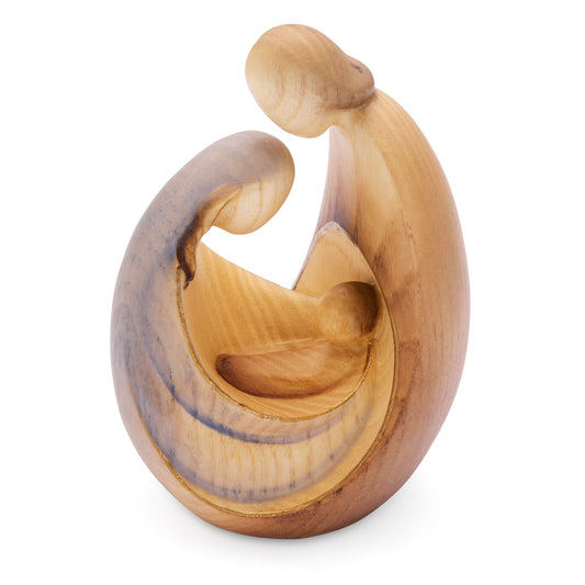Modern Nativity Scene in Colored Maple Wood