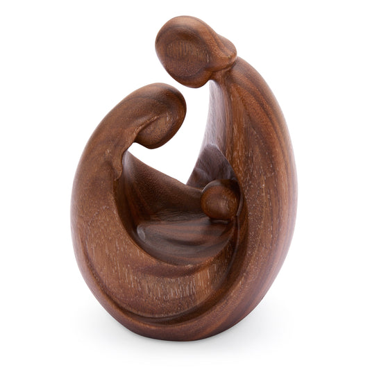 Modern Nativity Scene in Natural Walnut Wood