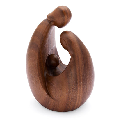 Modern Nativity Scene in Natural Walnut Wood