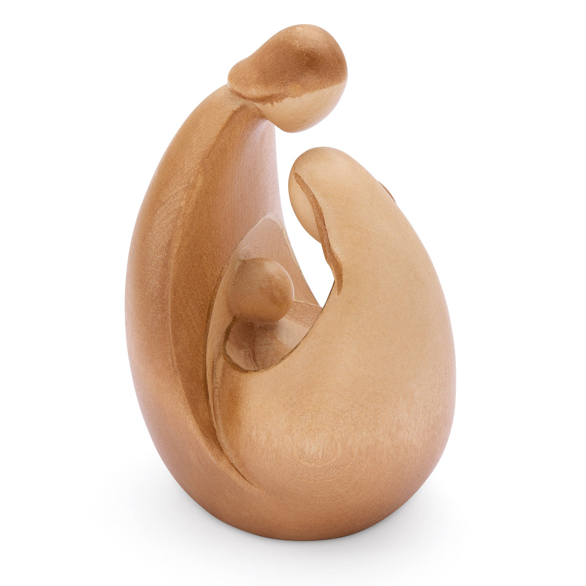 Modern Nativity Scene in Stained Maple Wood