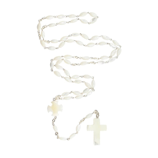 Mother of Pearl Cross Rosary beads Oval Shape