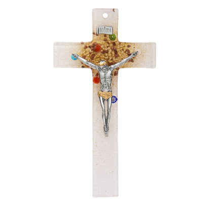 Murano Glass Crucifix with Central Colorful Details
