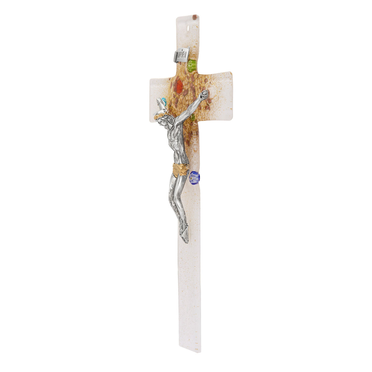 Murano Glass Crucifix with Central Colorful Details