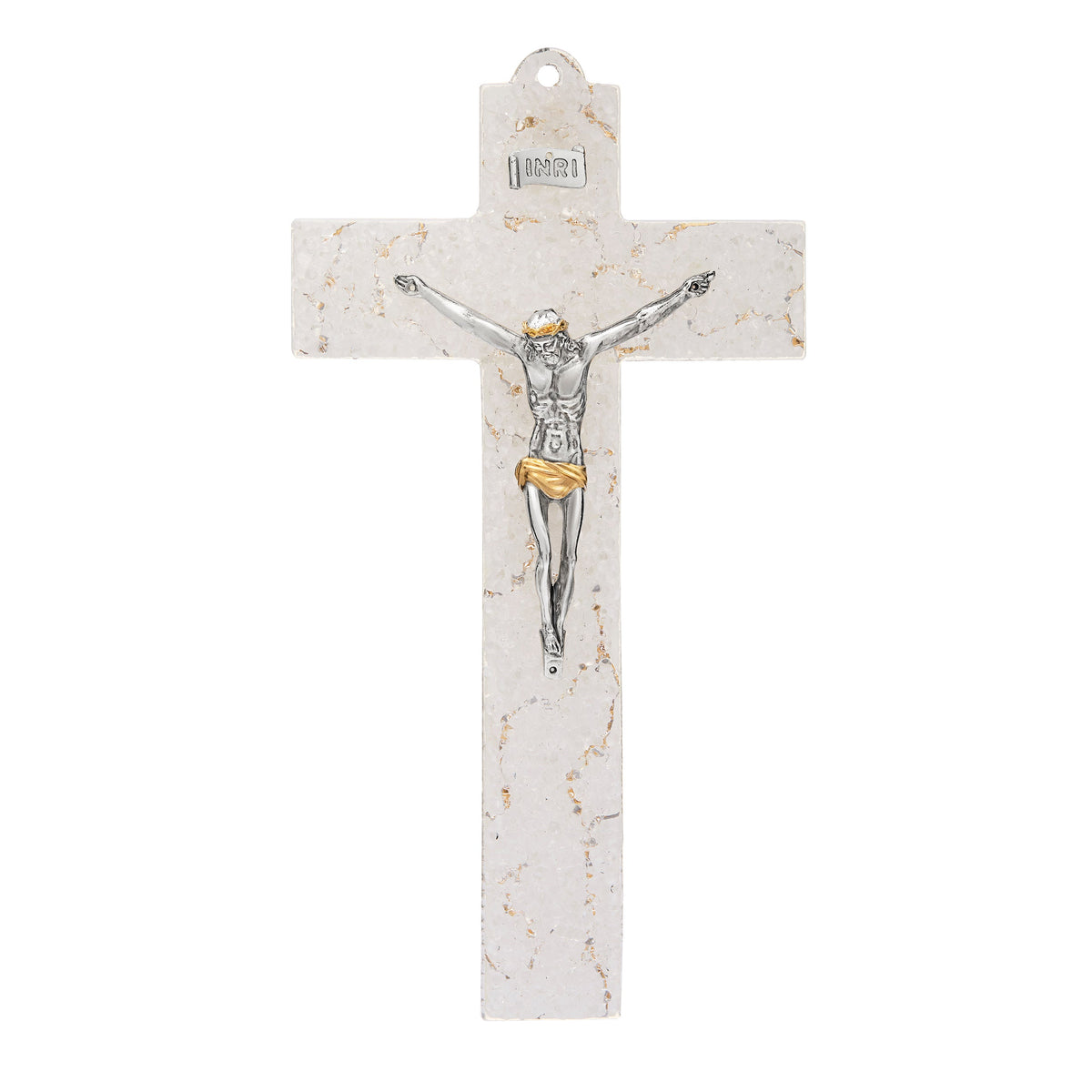 Murano Glass Crucifix with Golden Details
