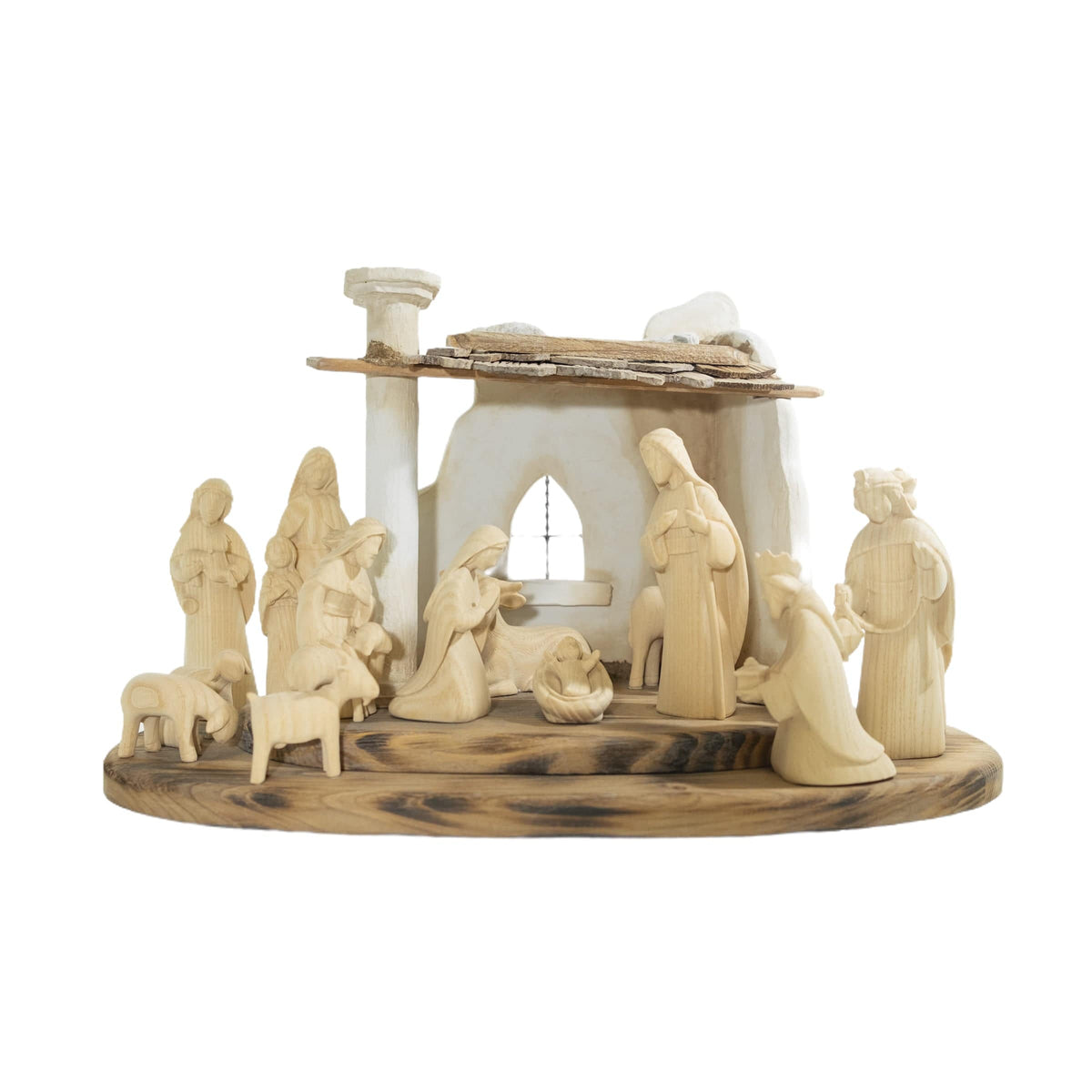 Nativity Set 15pcs Natural Wood