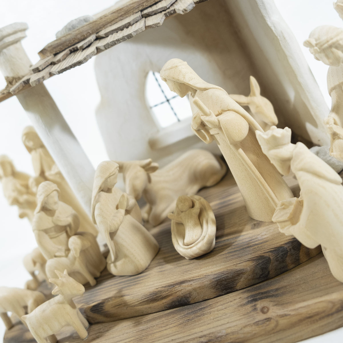 Nativity Set 15pcs Natural Wood
