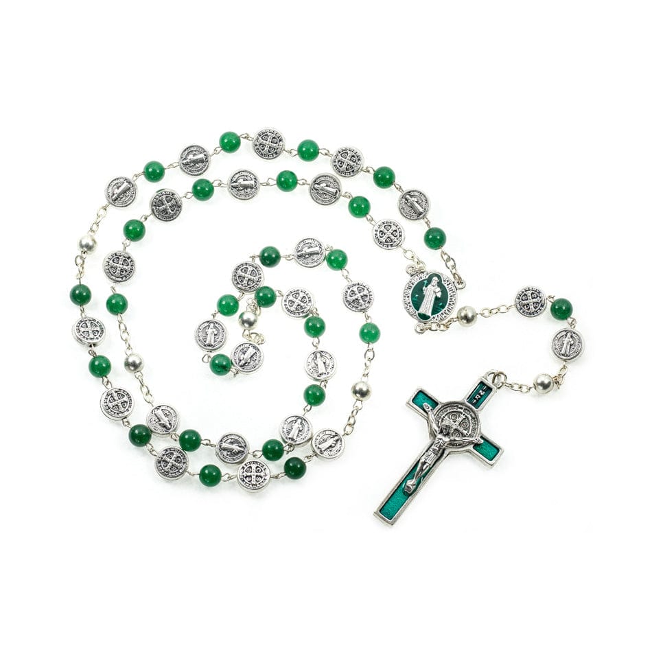 Natural Gemstone Jade Rosary of Saint Benedict
