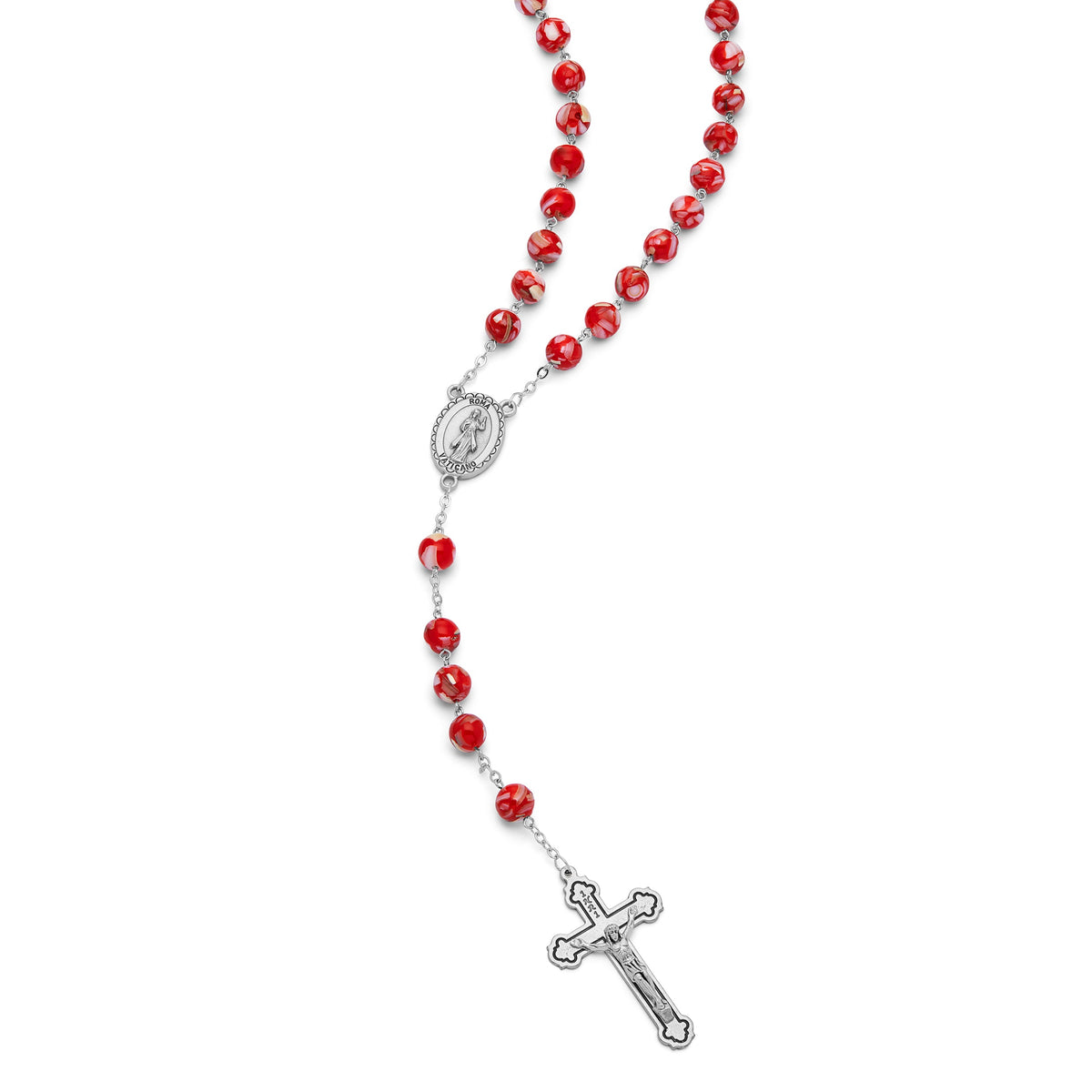 Pope Francis Rosary with Red Shell Beads