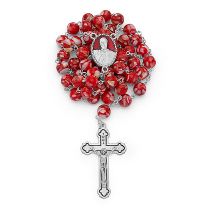 Pope Francis Rosary with Red Shell Beads