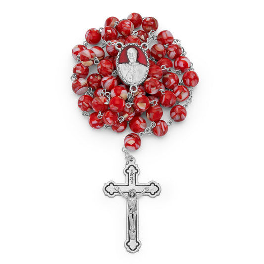Pope Francis Rosary with Red Shell Beads