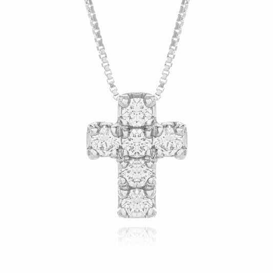 Necklace with White Gold Cross and Diamonds