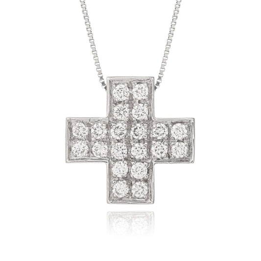 Necklace with White Gold Cross and Diamonds