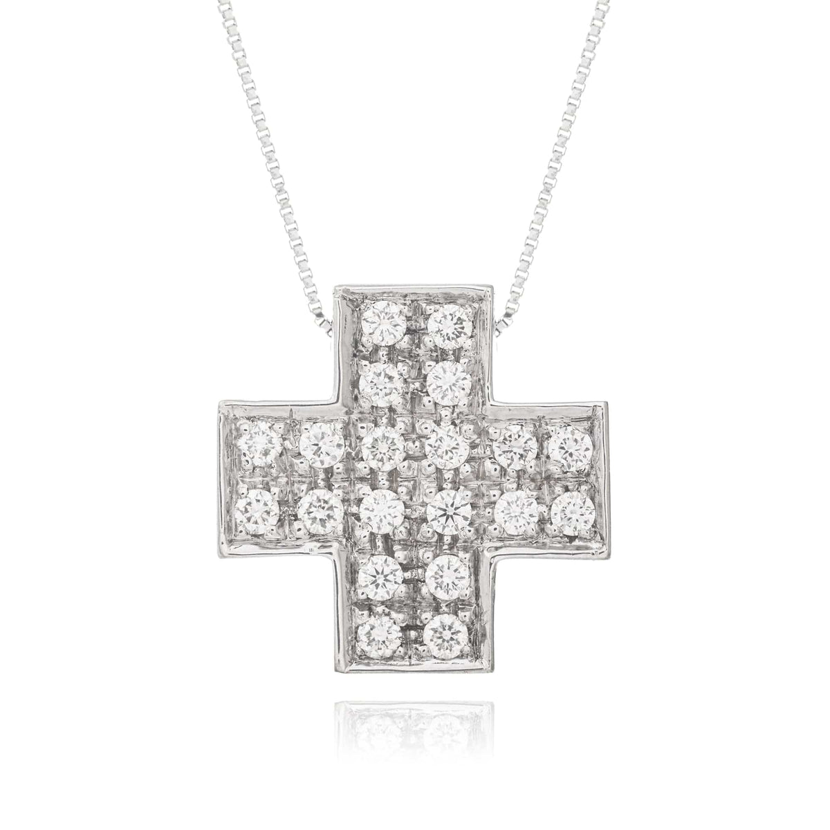 Necklace with White Gold Cross and Diamonds