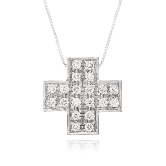 Necklace with White Gold Cross and Diamonds