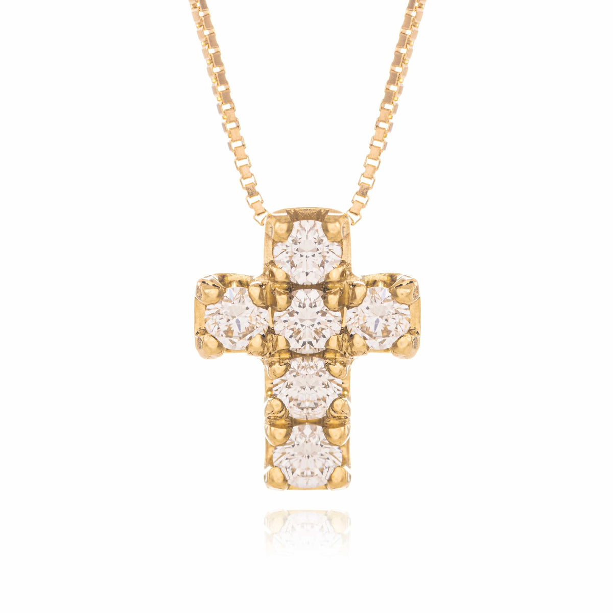 Necklace with Yellow Gold Cross and Diamonds