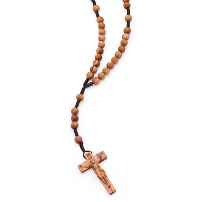 Olive Wood Beads Rope Rosary Handcrafted Crucifix