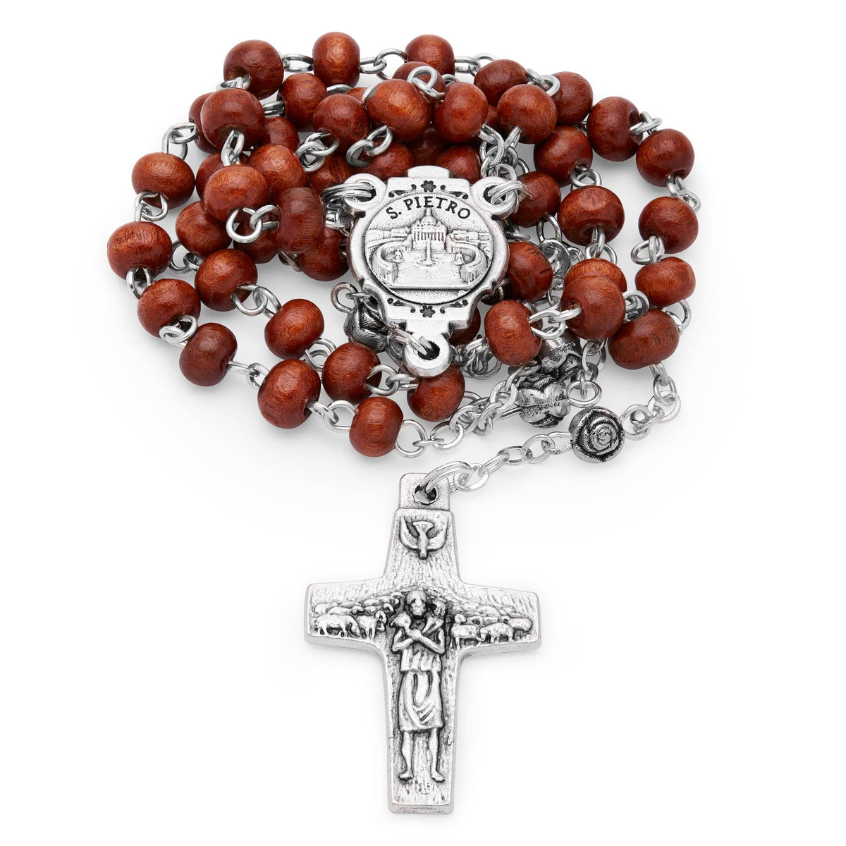 Olive Wood Pope Francis Rosary Case With Wood Rosary