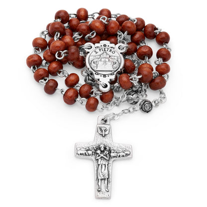 Olive Wood Pope Francis Rosary Case With Wood Rosary