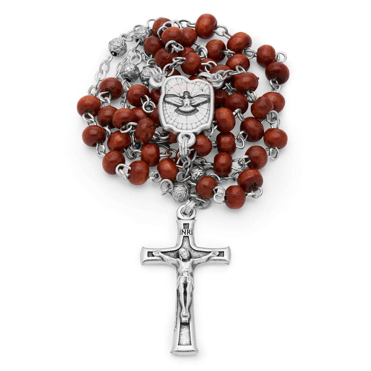 Olive Wood Holy Spirit Rosary Case With Wood Rosary