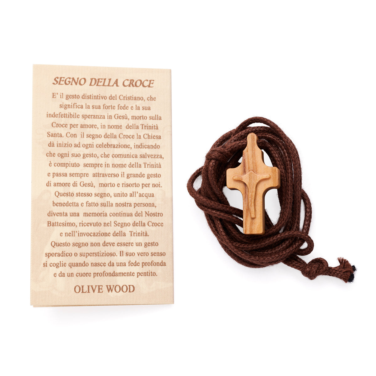Olive Wood Cross with Rope Chain