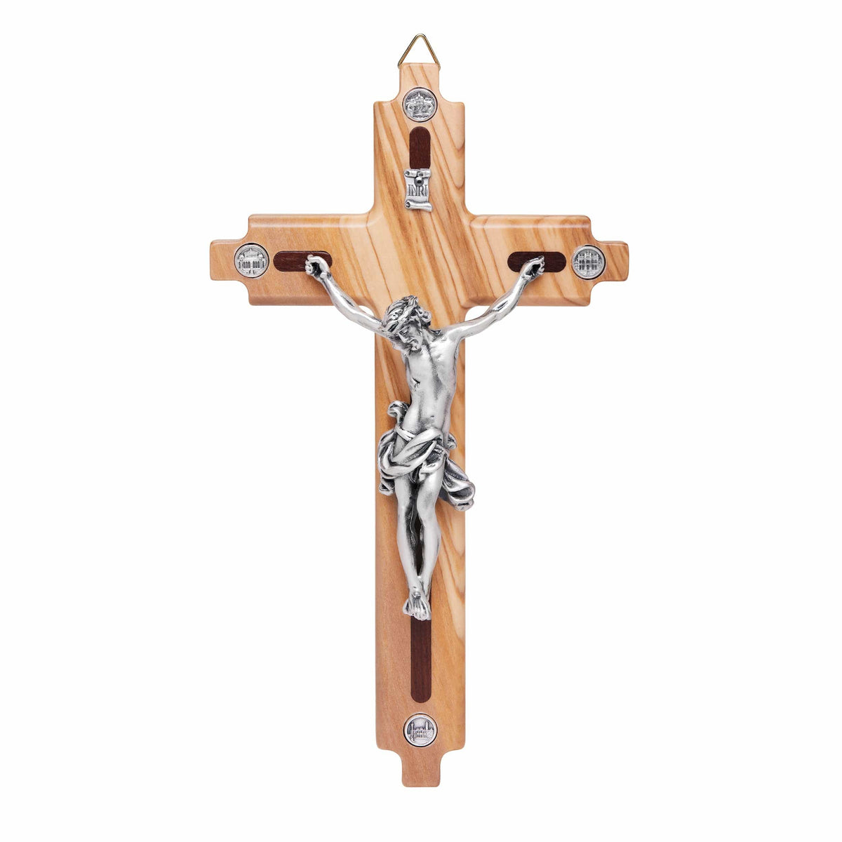 Olive Wood Crucifix With the Four Roman Basilicas Medals