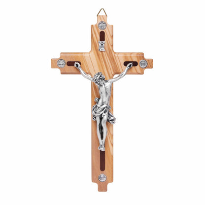 Olive Wood Crucifix With the Four Roman Basilicas Medals