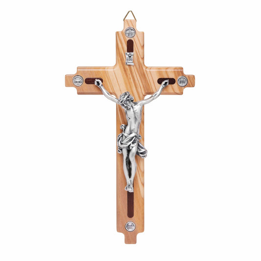 Olive Wood Crucifix With the Four Roman Basilicas Medals
