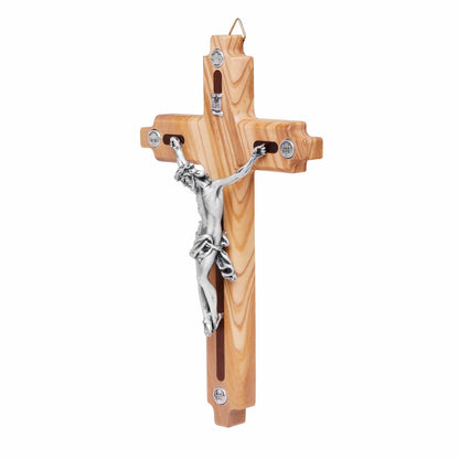 Olive Wood Crucifix With the Four Roman Basilicas Medals