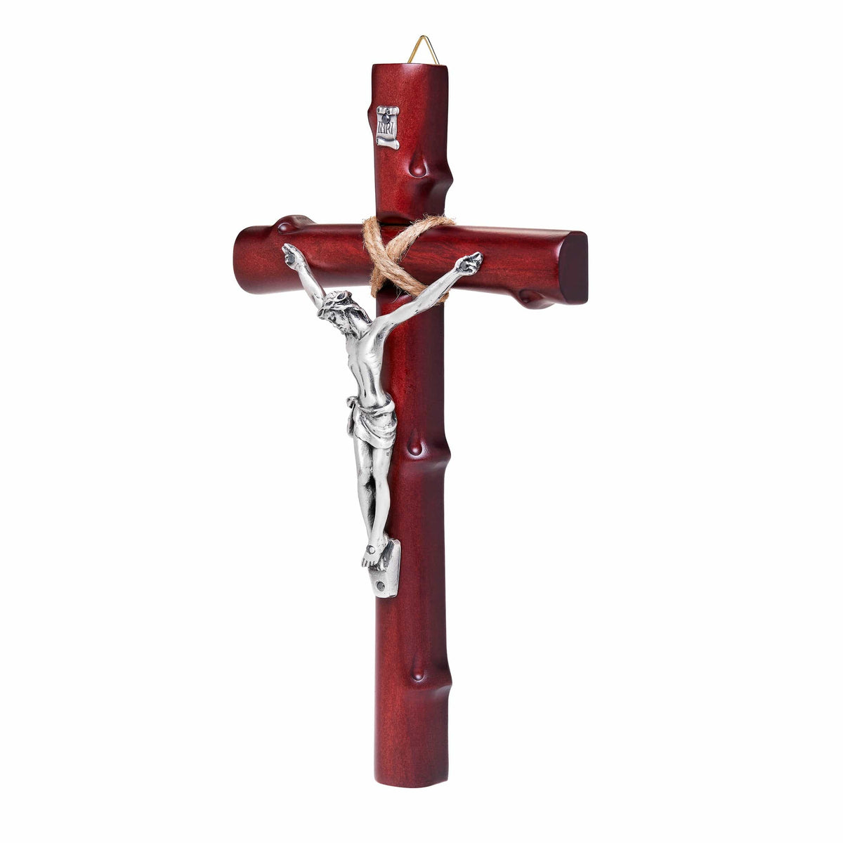 Olive Wood Mahogany Painted Crucifix
