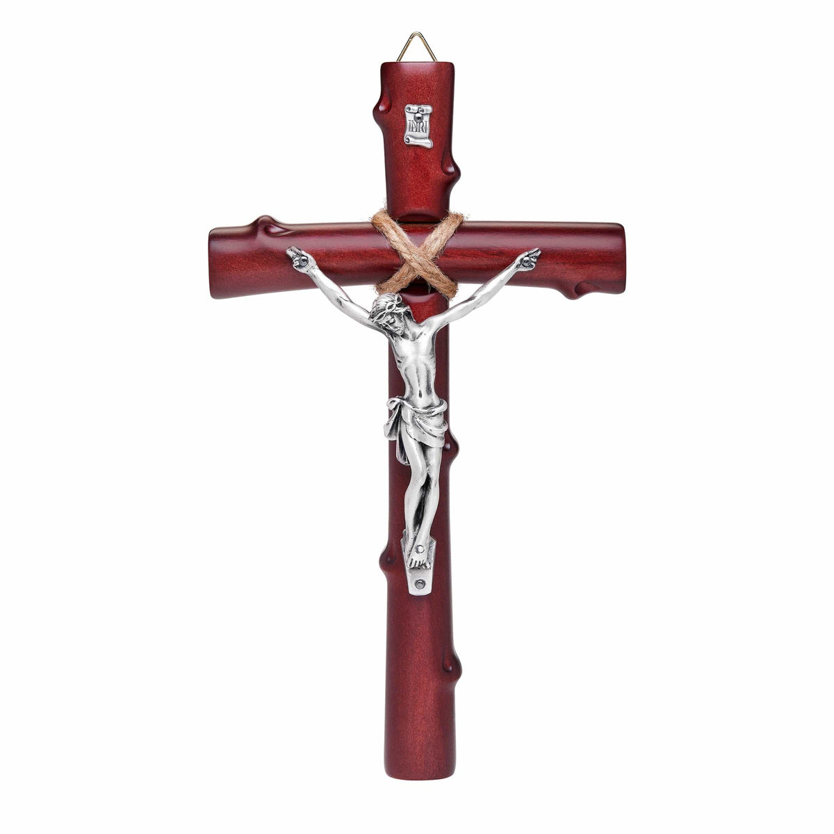 Olive Wood Mahogany Painted Crucifix