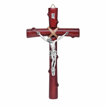Olive Wood Mahogany Painted Crucifix