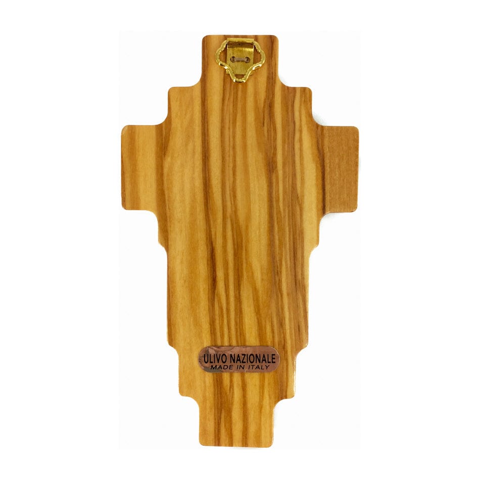 Olive Wood Risen Christ Crucifix with Via Crucis and Outline